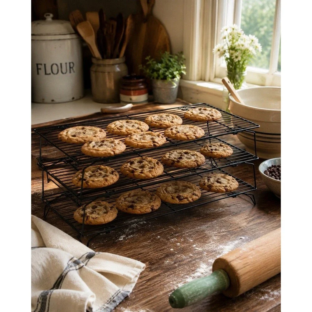 Vintage Crofton Set of 3 Stackable Cooling Racks Wire Baking Cookie Racks w/Box